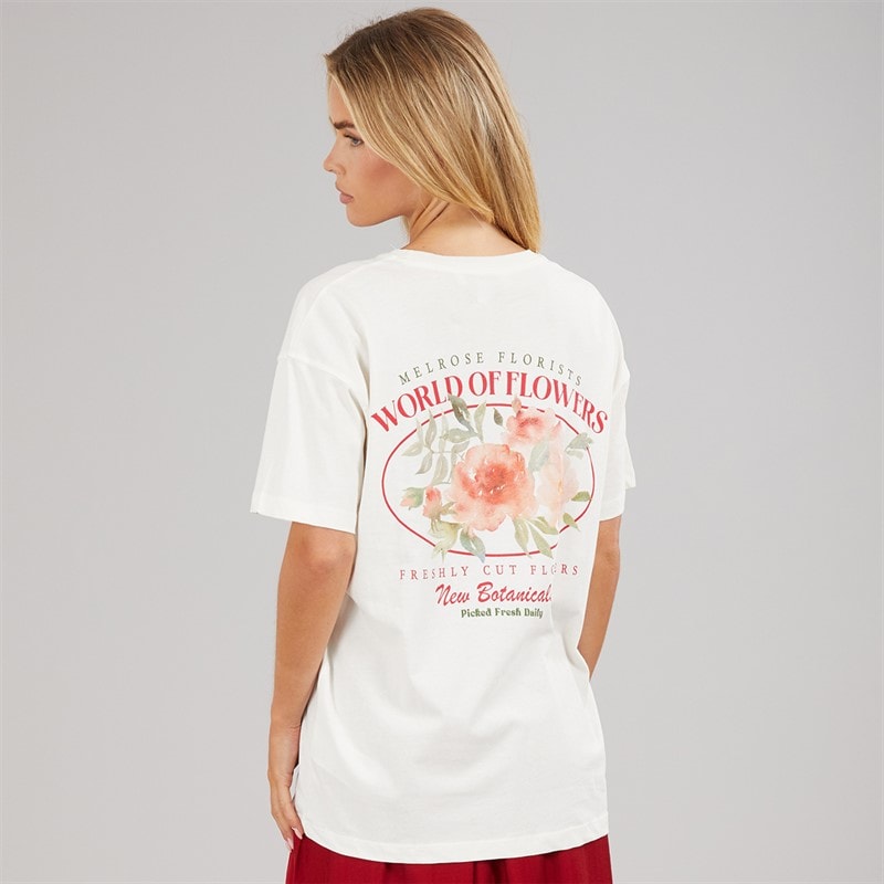 Brave Soul Dames Bloom Print T-shirt Cream - Afbeelding 3