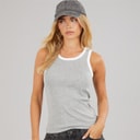 Brave Soul Gilet Lucie Contrast Femme Grey Marl/Blanc