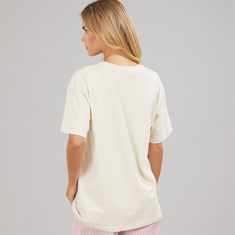 Brave Soul Damen Oversized Grafik T-Shirt Cream - Bild 2