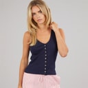Brave Soul Damen Weste mit Knopfleiste Dark Navy