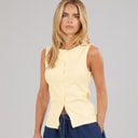 Brave Soul Damen Quantum Knopf Weste Pale Lemon