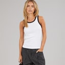 Brave Soul Gilet Lucie Contrast Femme Blanc/Noir