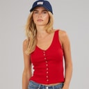 Brave Soul Damen Weste mit Knopfleiste Rot