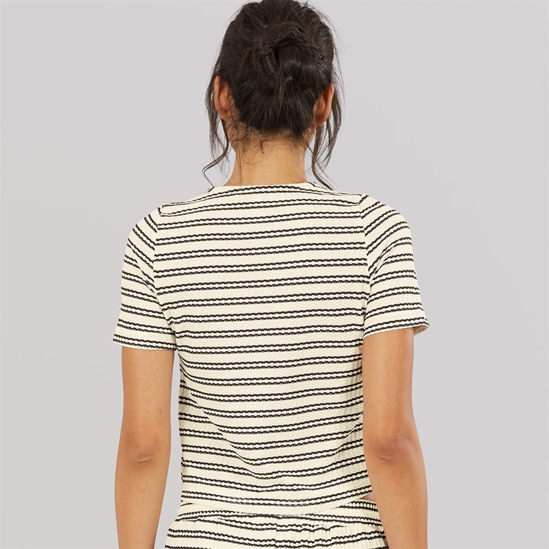 Brave Soul T-shirt boutonnée Trixie Femme Cream/Noir - Image 2