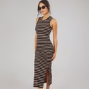 Brave Soul Dames Lynus Getextureerde Maxi Jurk Bruin/Cream