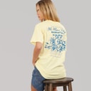 Brave Soul Dames Bloem Gedrukt T-shirt Geel/Blauw