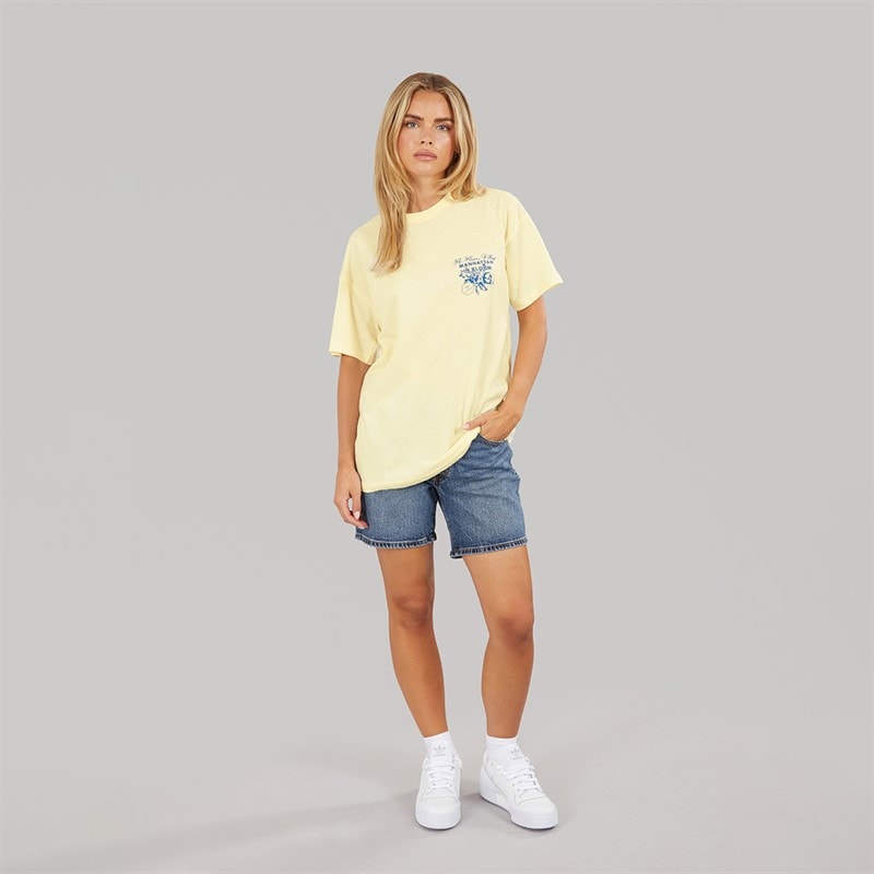 Brave Soul T-shirt z nadrukiem w kwiaty dla niej kolor Żółty/Niebieski – zdjęcie  4