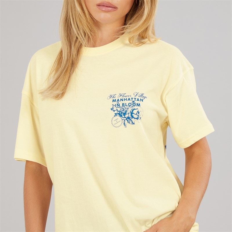 Brave Soul T-shirt z nadrukiem w kwiaty dla niej kolor Żółty/Niebieski – zdjęcie  5