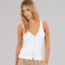 Brave Soul Damen Knopf Weste Weiß White