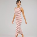 Brave Soul Dames Lynus Getextureerde Maxi Jurk Cream/Rood