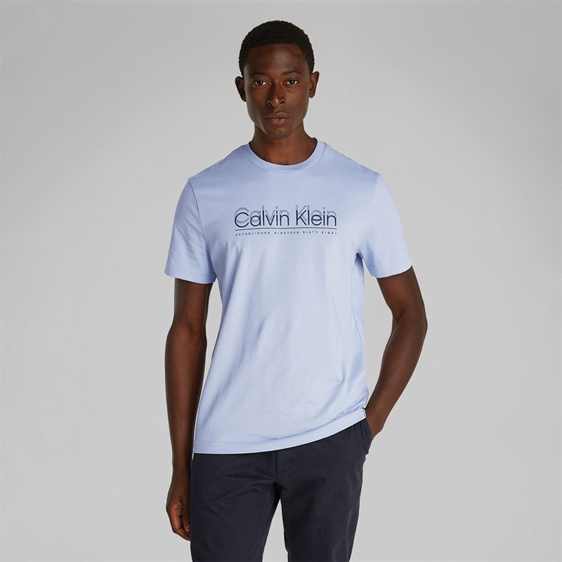 Calvin Klein Heren Logo T-Shirt Zen Blauw - Afbeelding 1