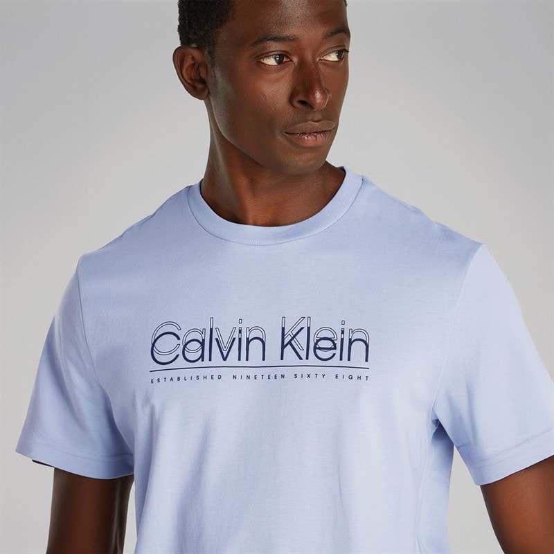 Calvin Klein Heren Logo T-Shirt Zen Blauw - Afbeelding 2