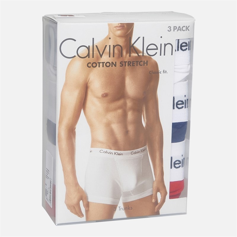 Calvin Klein Heren Katoen Stretch Drie Boxer Pak Onderbroeken Wit/Rood - Afbeelding 2