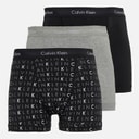 Calvin Klein Heren Katoen Stretch Drie Pak Boxer Trunks Zwart/Grey Heather/Subdued Logo