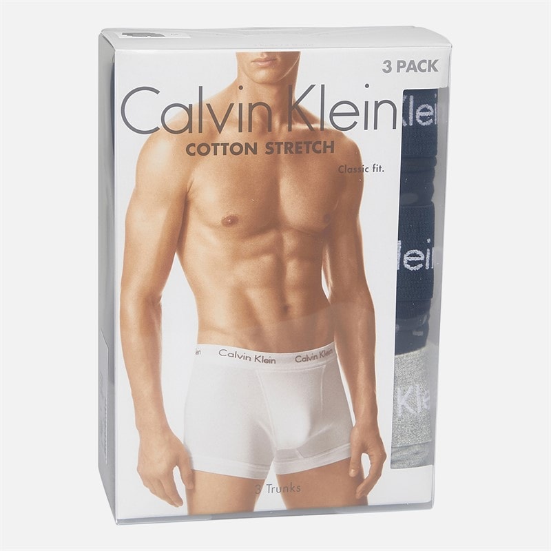 Calvin Klein Heren Katoen Stretch Drie Pak Boxer Trunks Zwart/Grey Heather/Subdued Logo - Afbeelding 2