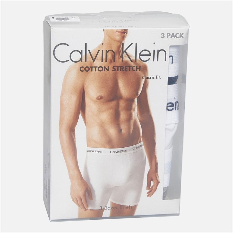 Calvin Klein Heren katoen stretch drie pak boxershorts Zwart/Grey Heather/Wit - Afbeelding 2