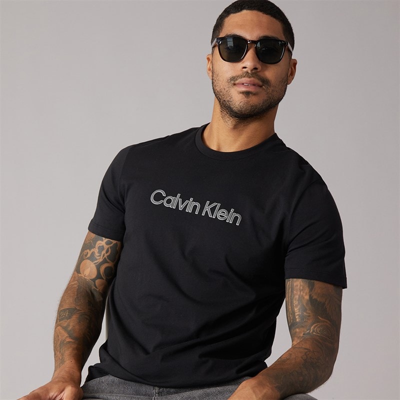 Calvin Klein Heren Sport Grafisch T-shirt Zwart