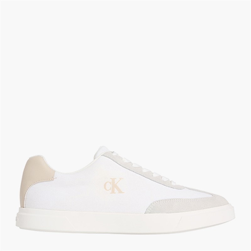 Calvin Klein Heren Lage Profiel Cupsole Sneakers Bright White/Oatmeal