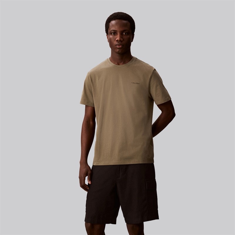 Calvin Klein T-shirt à col rond avec micro logo Homme Dusty Olive