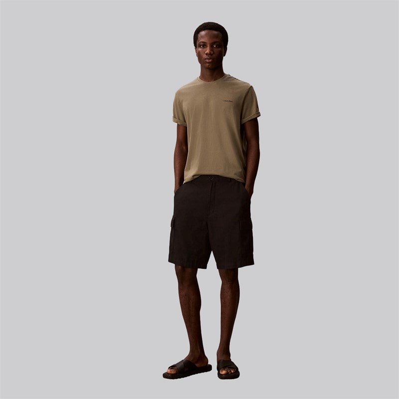 Calvin Klein Herren Micro Logo Rundhals T Shirt Dusty Olive - Bild 3