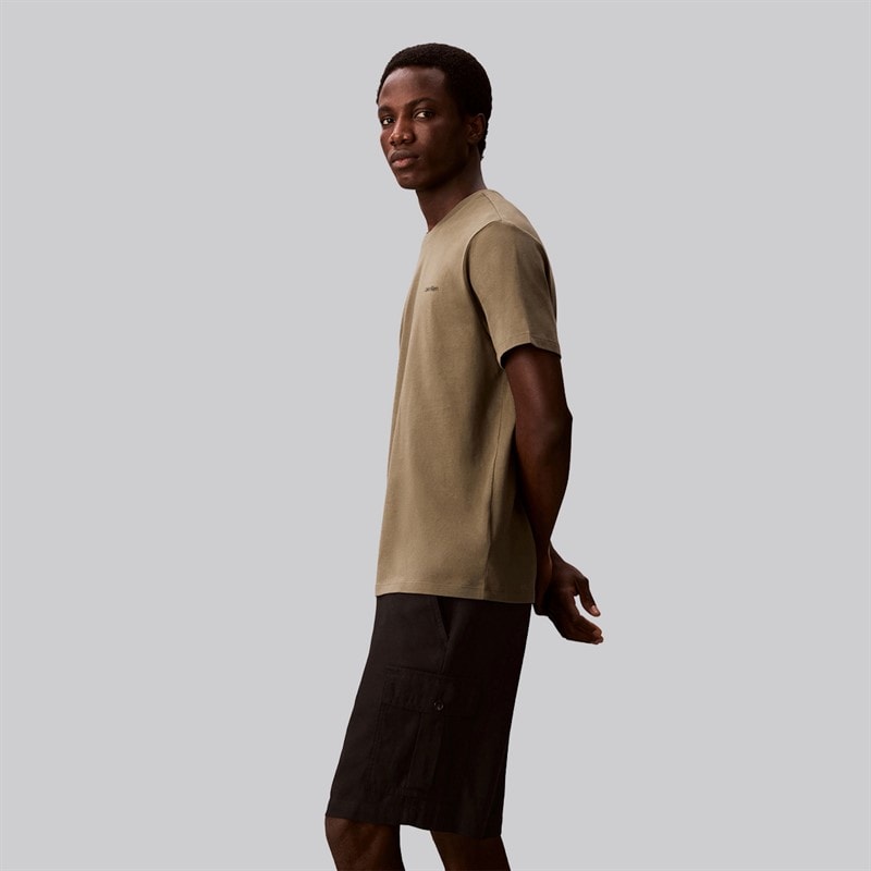 Calvin Klein Herren Micro Logo Rundhals T Shirt Dusty Olive - Bild 4
