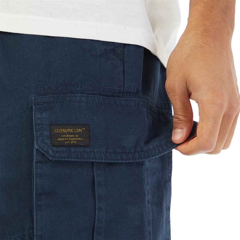 Closure London Heren Utility Cargo Shorts Marineblauw - Afbeelding 3