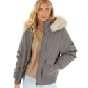 Closure London Damen Cropped Fur Parka Grau