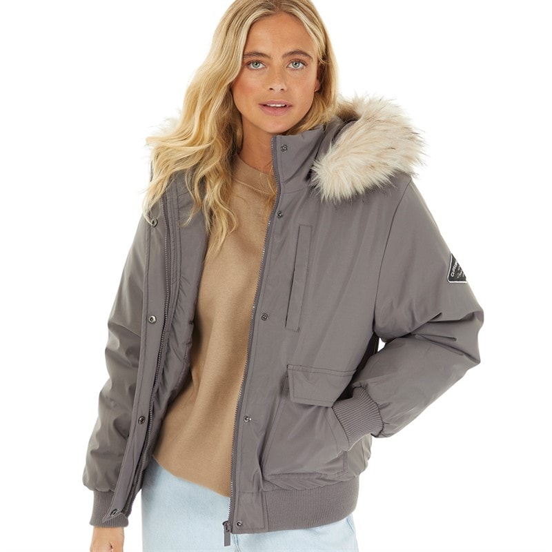 Closure London Dames Cropped Fur Parka Grijs