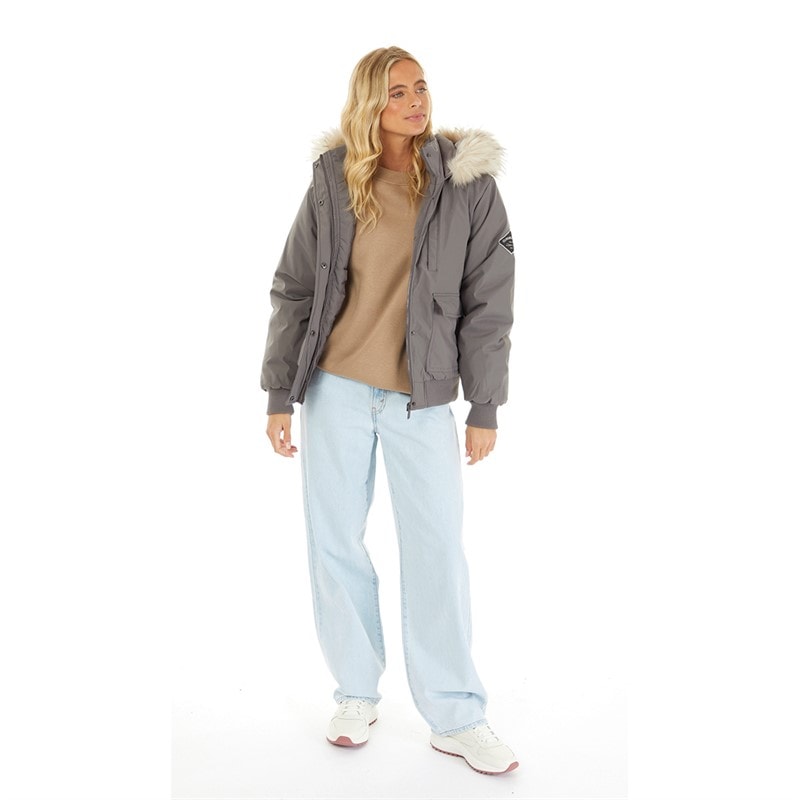 Closure London Damen Cropped Fur Parka Grau - Bild 4