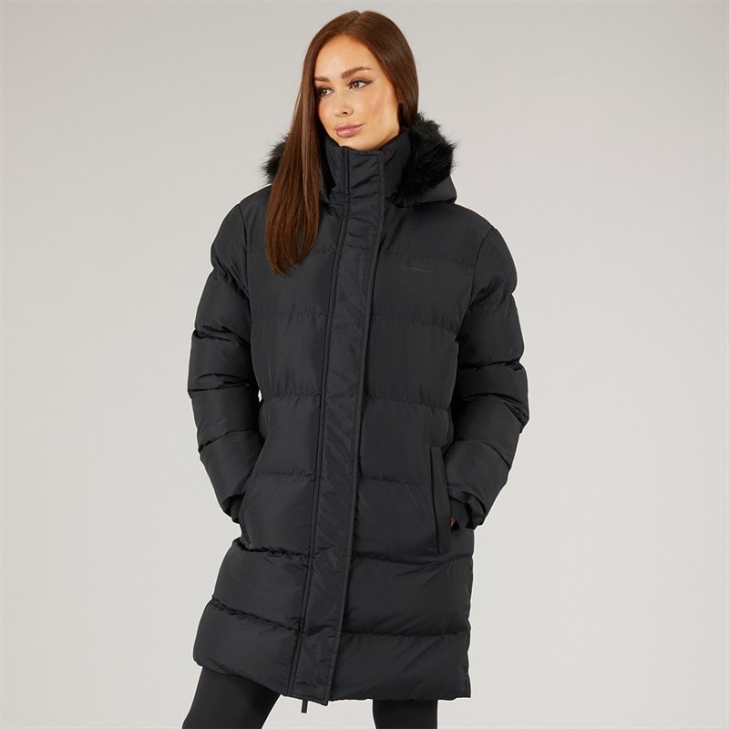 Closure London Damen Lang geschnittenen Kunstpelz Parka mit Kapuze Schwarz - Bild 3