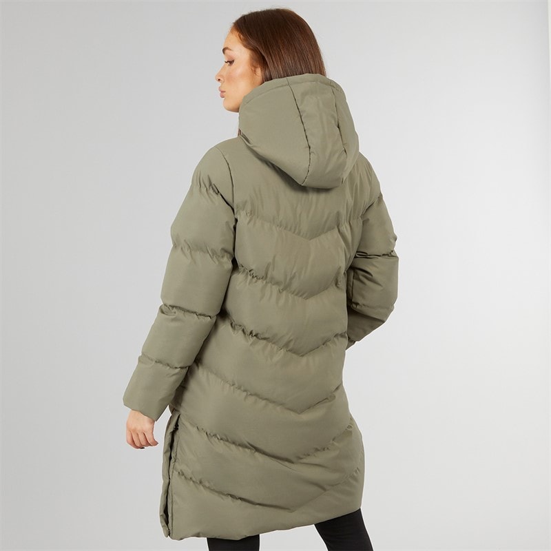 Closure London Damen langer Schlitz Saum Steppmantel Olive - Bild 2