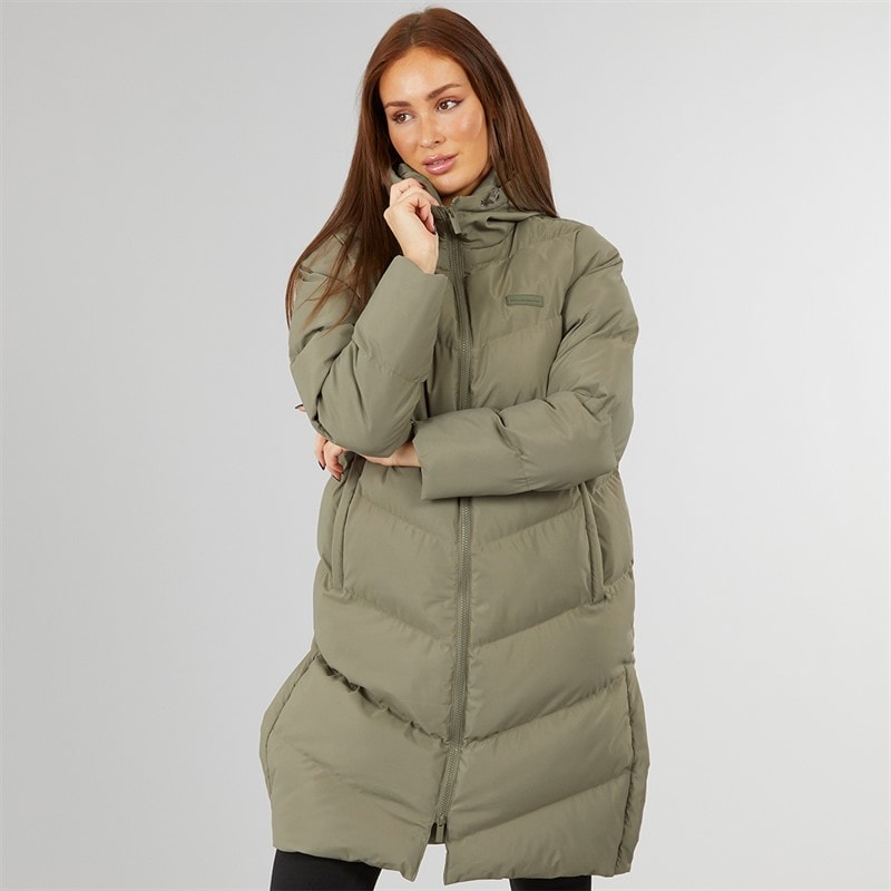 Closure London Damen langer Schlitz Saum Steppmantel Olive - Bild 3