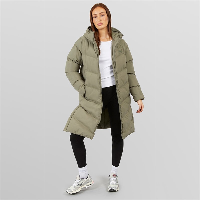 Closure London Damen langer Schlitz Saum Steppmantel Olive - Bild 4