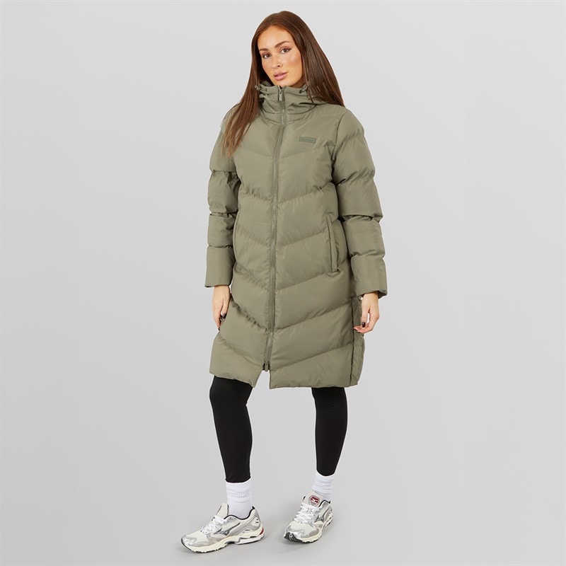 Closure London Damen langer Schlitz Saum Steppmantel Olive - Bild 5