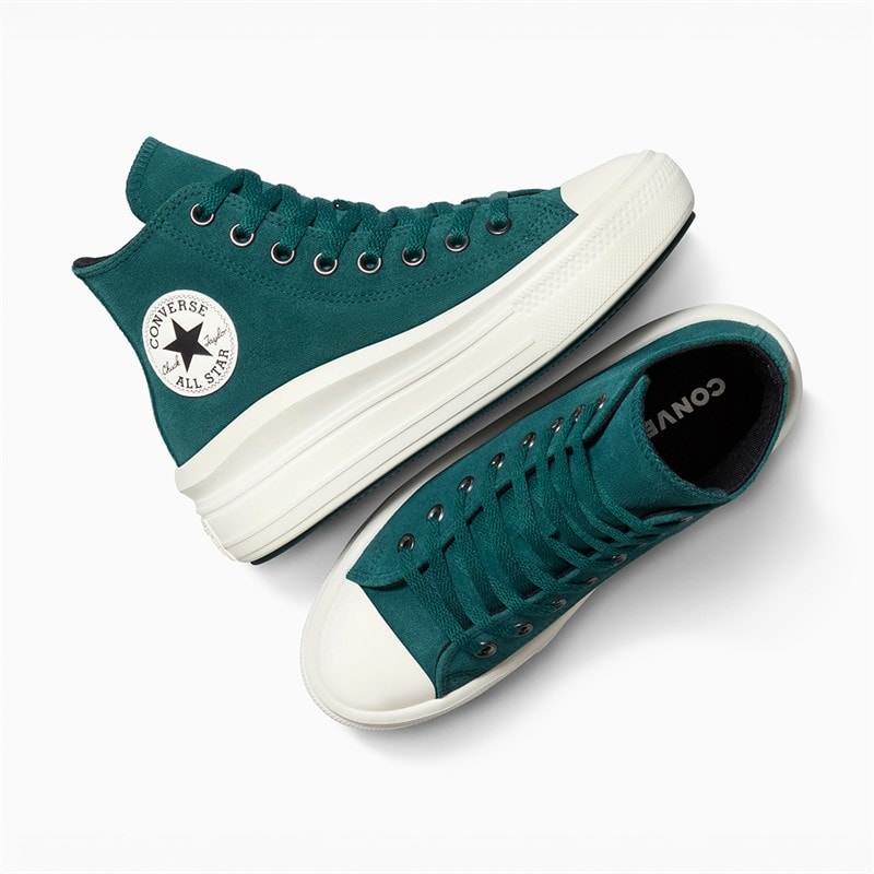 Converse Dames Chuck Taylor All Star Move Platform Suède Sneakers Darkly Jaded/Egret/Zwart - Afbeelding 4