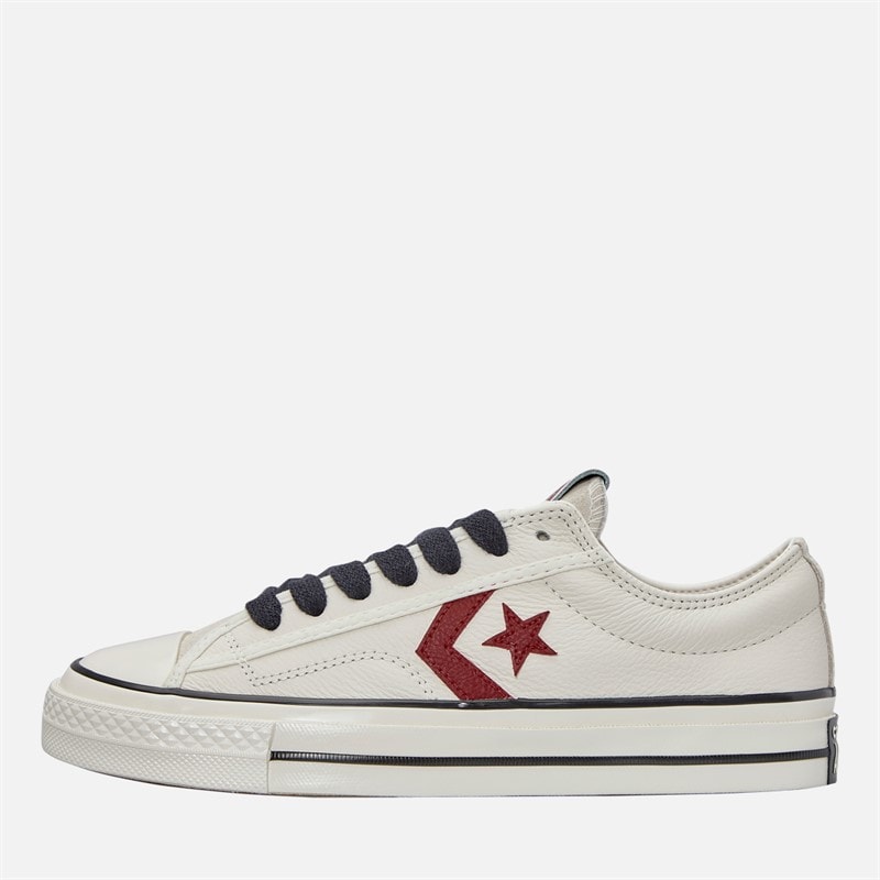 Converse Star Player 76 Leder + Suède Sneakers Egret/Egret/Park Red