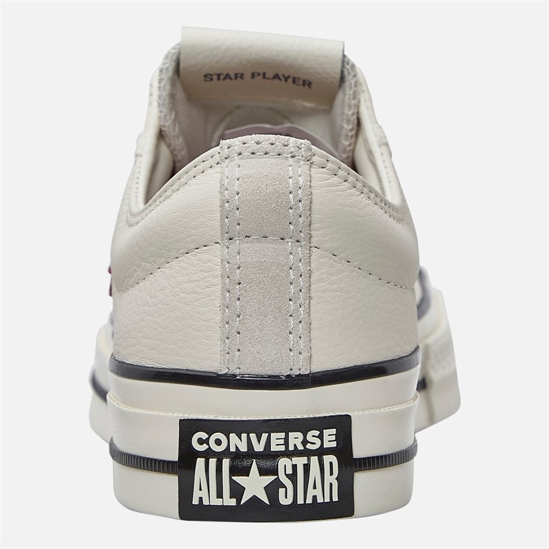 Converse Star Player 76 Leder + Suède Sneakers Egret/Egret/Park Red - Afbeelding 3