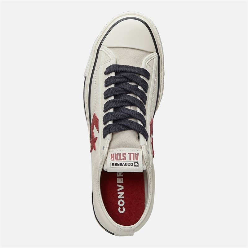 Converse Star Player 76 Leder + Suède Sneakers Egret/Egret/Park Red - Afbeelding 4