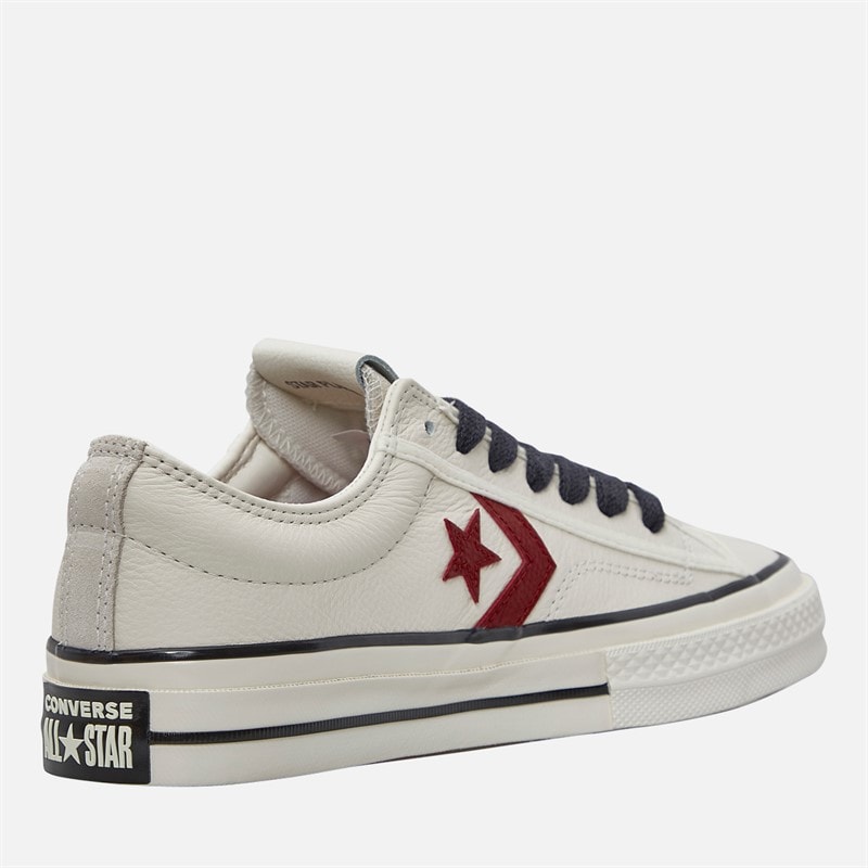 Converse Star Player 76 Leder + Suède Sneakers Egret/Egret/Park Red - Afbeelding 5