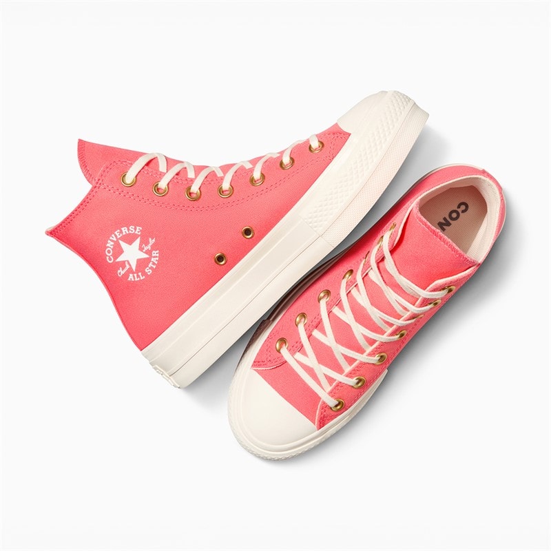 Converse Chuck Taylor All Star Hi Lift platformowe sneakersy dla niej kolor Watermelon Slushy/Egret/Biały – zdjęcie  4