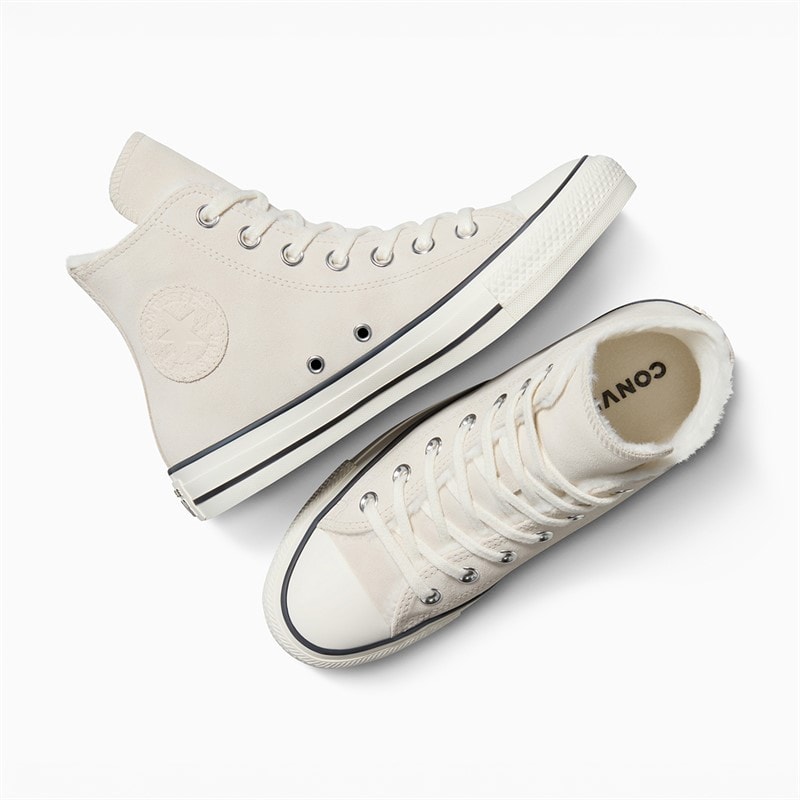 Converse Dames Chuck Taylor All Star Hi Cozy Suede Sneakers Light Dune/Egret/Egret - Afbeelding 4