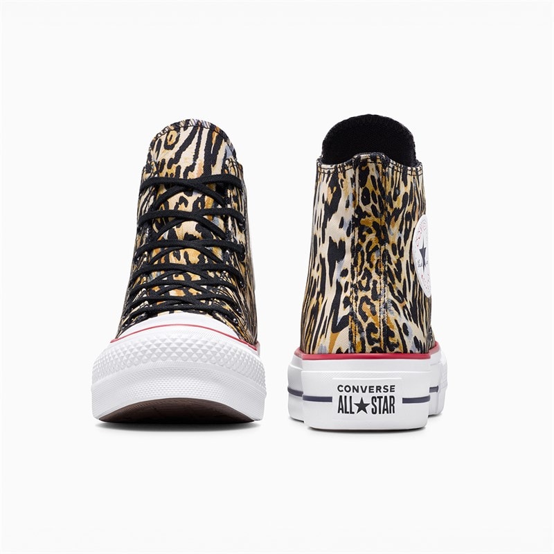 Converse Chuck Taylor All Star Hi Lift Platform Leopard sneakersy dla niej kolor czarno-biały/Czerwony – zdjęcie  3