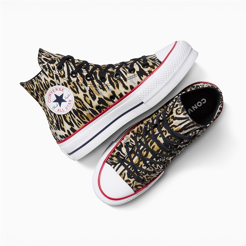 Converse Chuck Taylor All Star Hi Lift Platform Leopard sneakersy dla niej kolor czarno-biały/Czerwony – zdjęcie  4