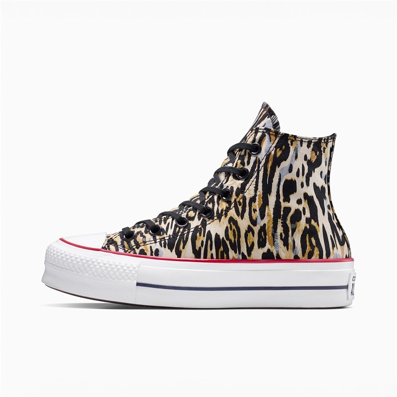 Converse Chuck Taylor All Star Hi Lift Platform Leopard sneakersy dla niej kolor czarno-biały/Czerwony – zdjęcie  5