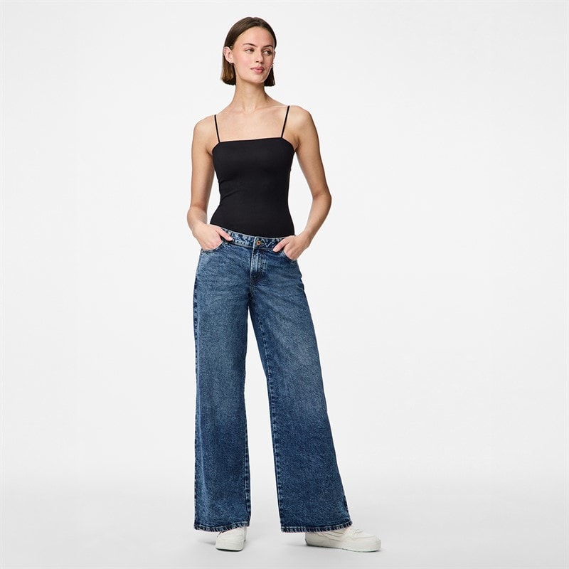 Pieces Dames Selma Wijde Pijp Jeans Medium Blue Denim - Afbeelding 2
