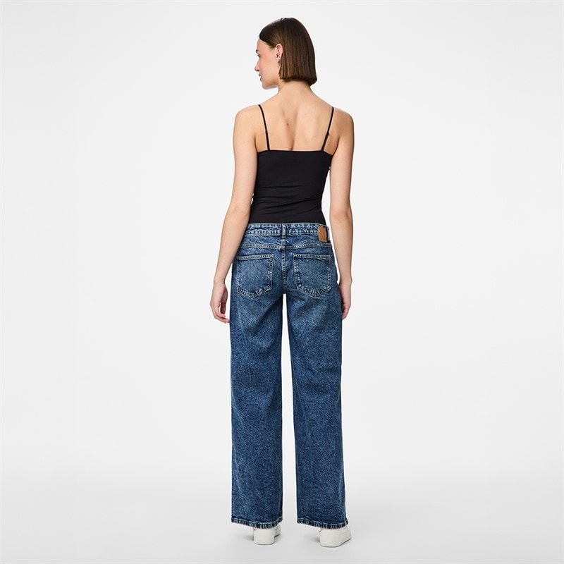 Pieces Dames Selma Wijde Pijp Jeans Medium Blue Denim - Afbeelding 3
