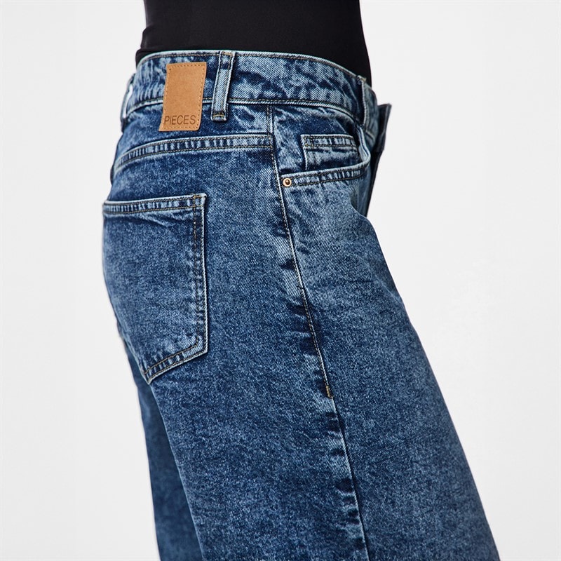 Pieces Dames Selma Wijde Pijp Jeans Medium Blue Denim - Afbeelding 5