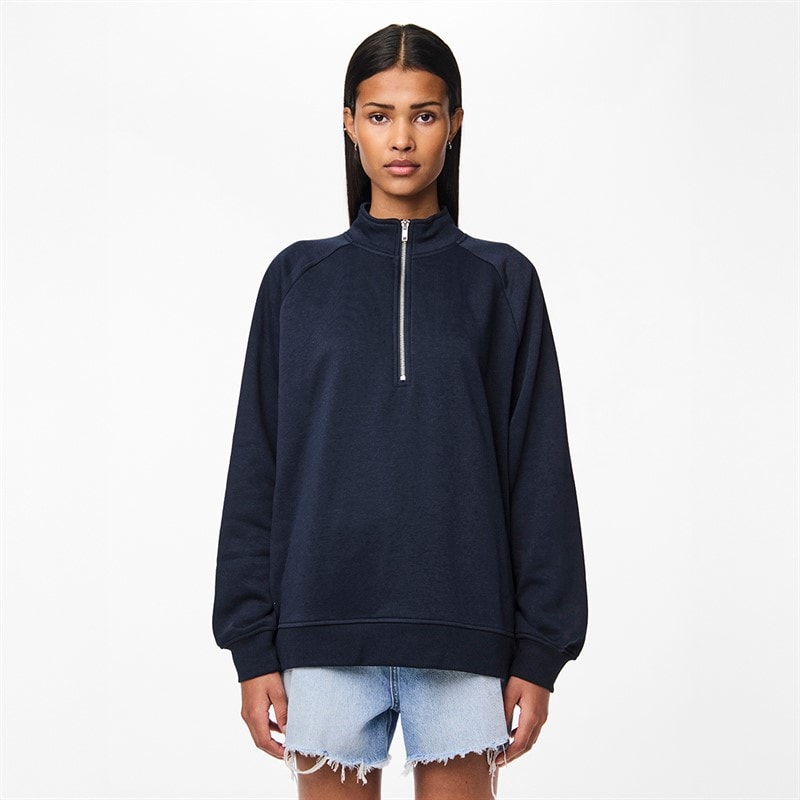 Pieces Dames Chilli Half Ritstop Trui Sky Captain