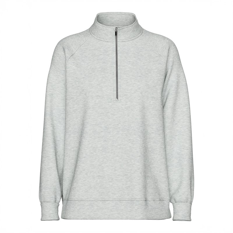 Pieces Dames Chilli Half Ritstop Trui Light Grey Melange