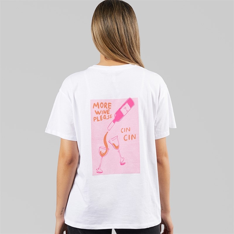Pieces T-shirt graphique oversize Femme White Wine - Image 3